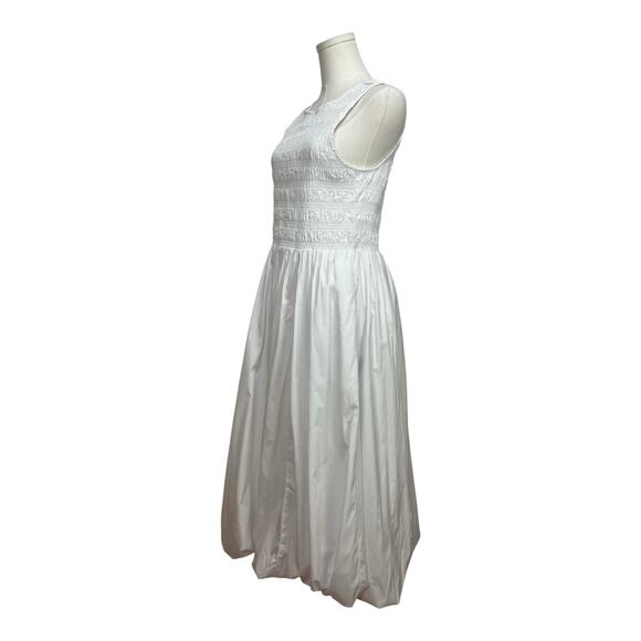 NWT Madewell The Melody Bubble Hem Smocked Midi Dress Size Medium White - Picture 2 of 8